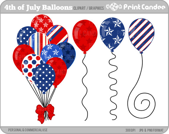 4th of July Balloons Digital Clip Art Personal by printcandee