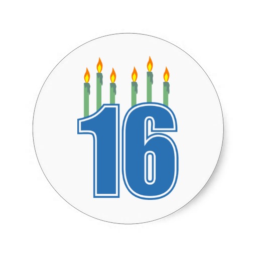 16 Birthday Candles (Blue / Green) Stickers | Zazzle