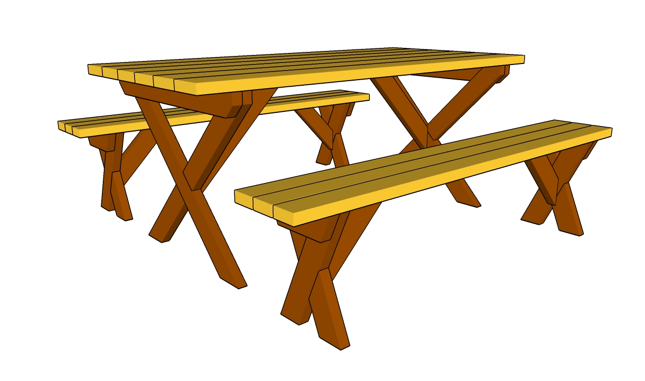 Picnic Table Bench Plans | Free Outdoor Plans - DIY Shed, Wooden 