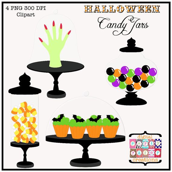 Halloween Clipart Halloween Candy Jars - Halloween Digital Graphic Ar…