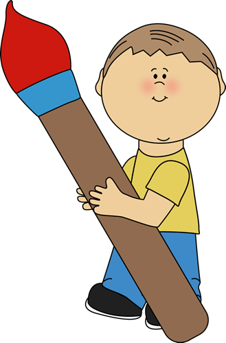 Boy Holding a Giant Paint Brush Clip Art - Boy Holding a Giant ...