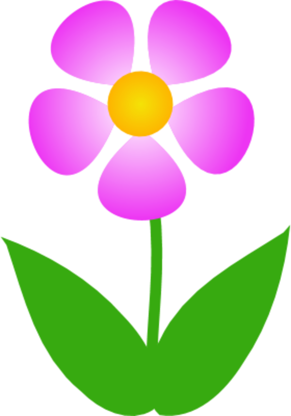 flower simple and colorful with two leaves - vector Clip Art