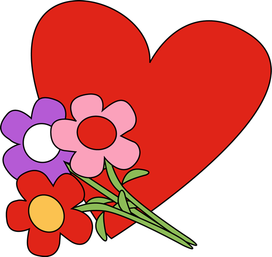 Valentine's Day Heart and Flowers Clip Art - Valentine's Day Heart ...