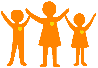 People Clip Art - Orange and Yellow People With Hearts