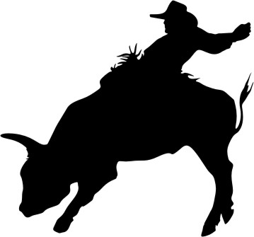 Rodeo bull rider silhouette vinyl window decal 6" x 5.5"