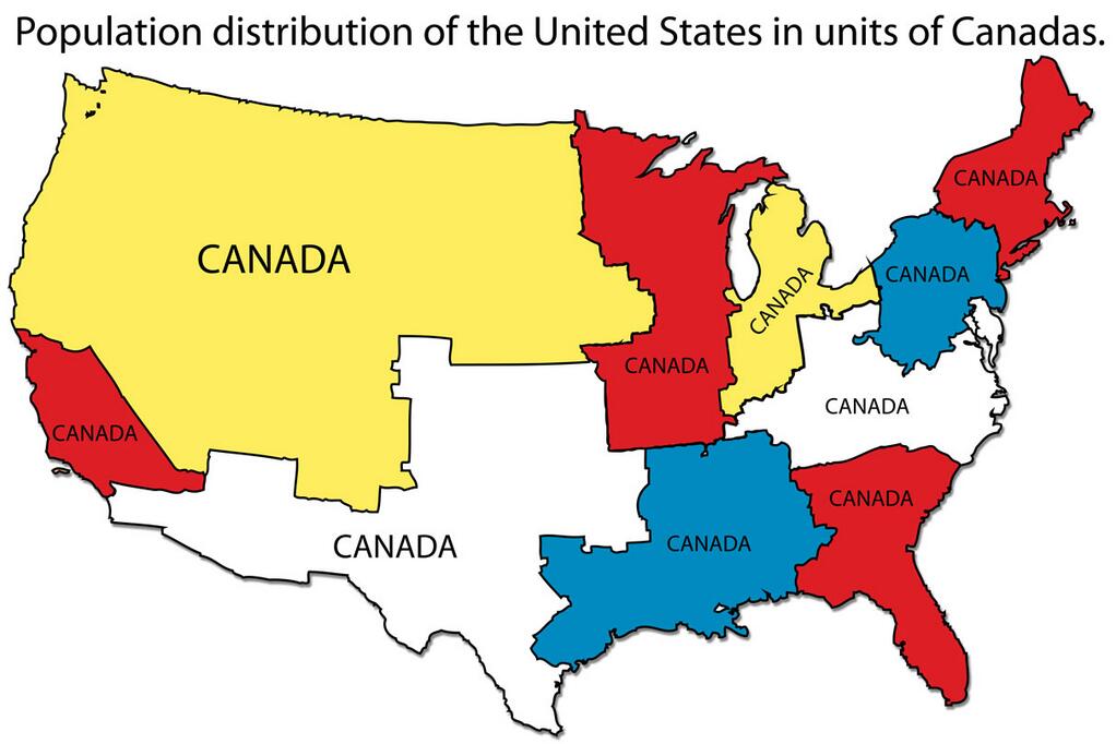 What The U.S. Looks Like In Units Of Canada (