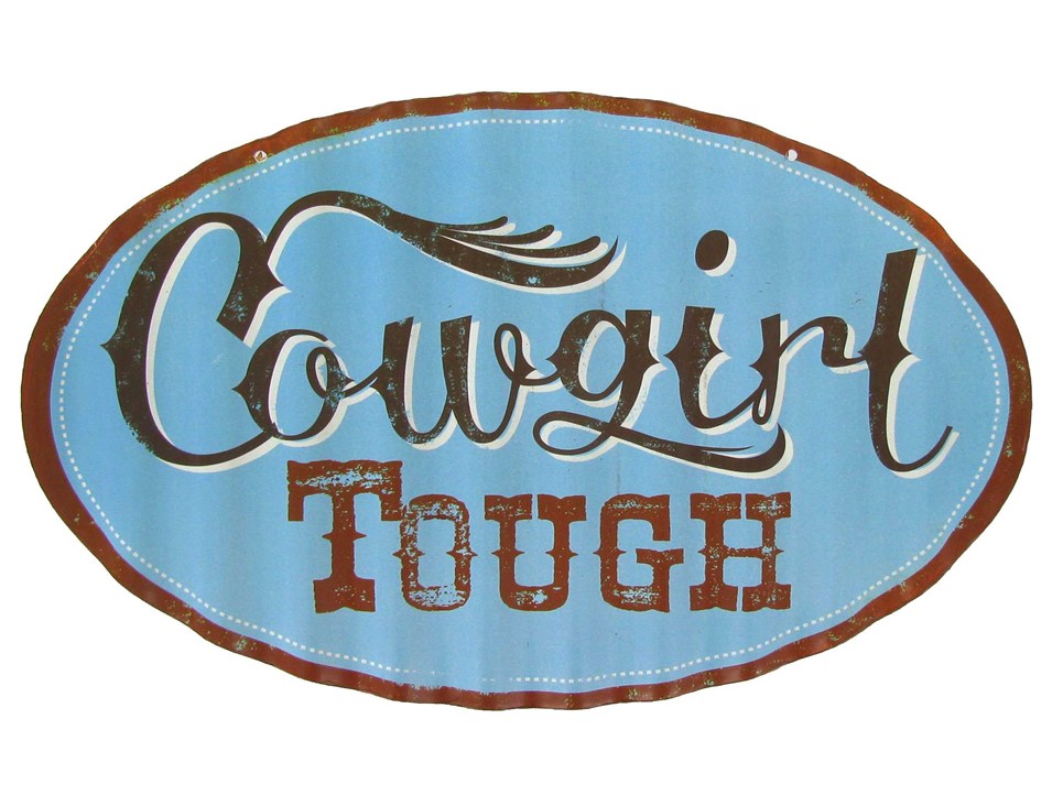 Open Road Brands Cowgirl Tough Oval Fluted Tin Sign Shop Hobby Lobby