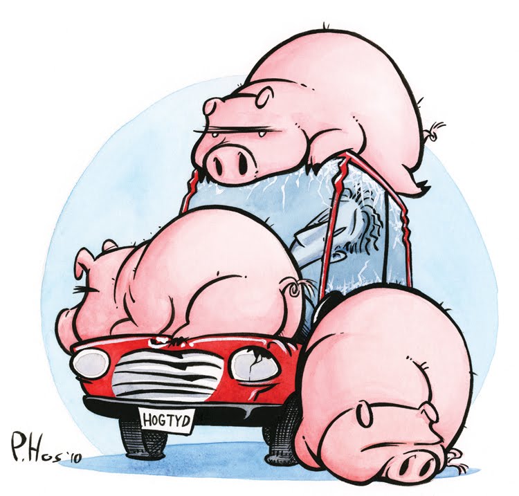 P.Hos' Art: Three Fat Pigs in the Middle of the Road