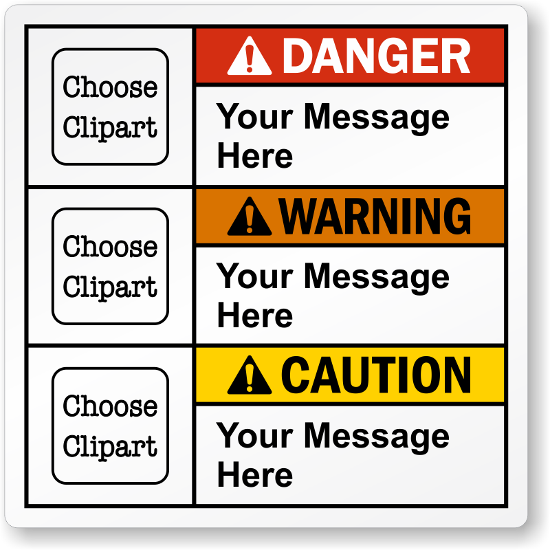 Custom Warning Labels | Designs with Picto, QR Code or Text only
