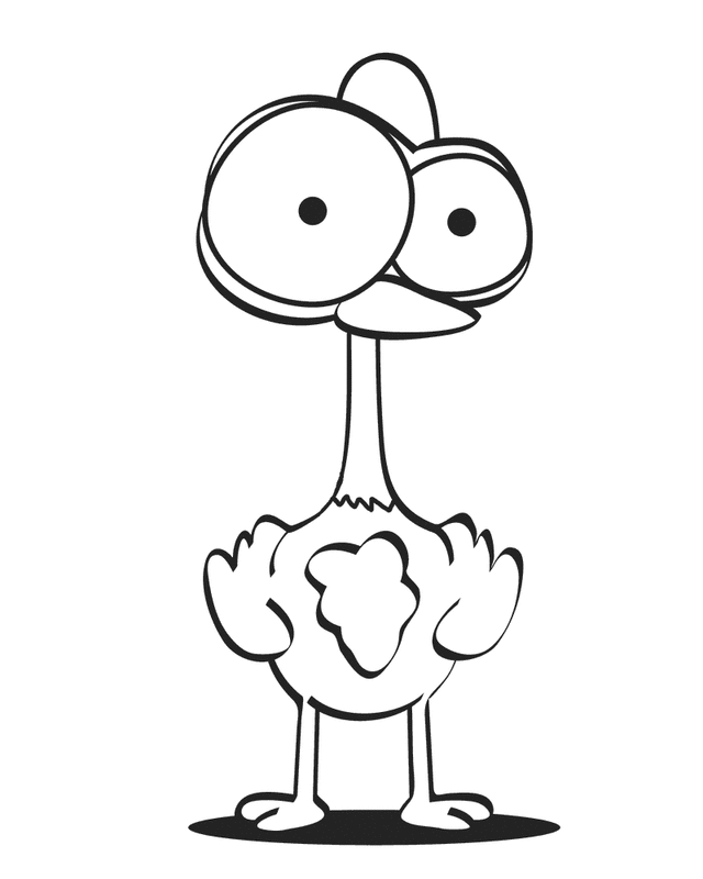 Crazy-eyed Ostrich - Free Printable Coloring Pages