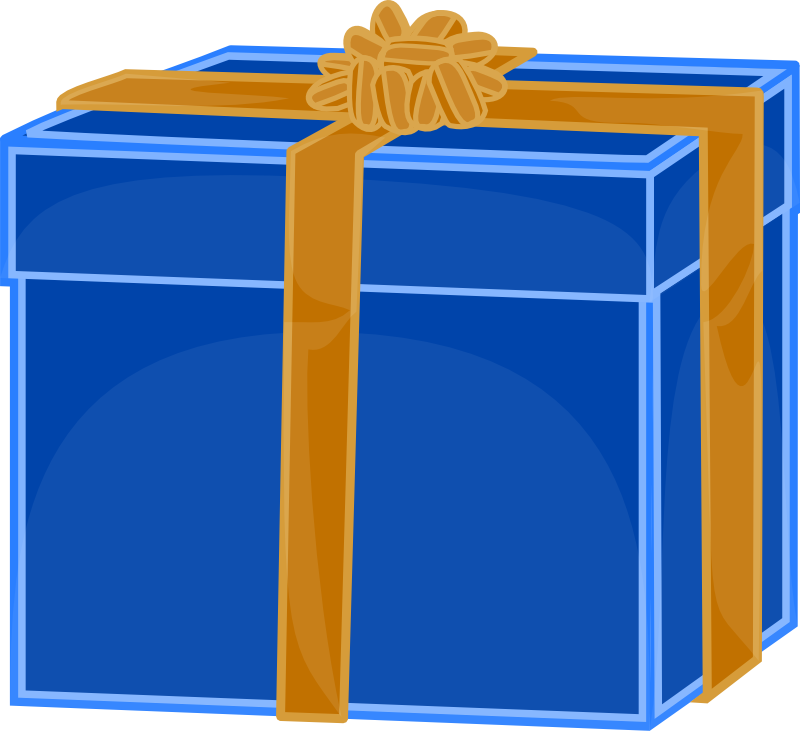 Clipart - Blue gift with golden ribbon