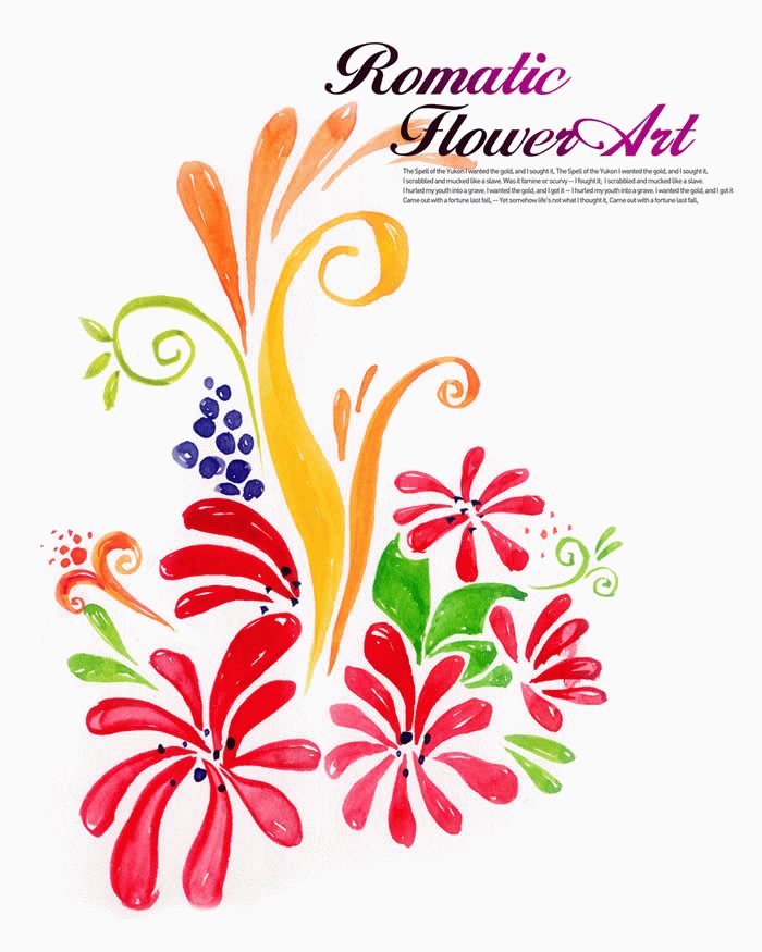 Colorful hand-painted flower design PSD layered PSD material ...