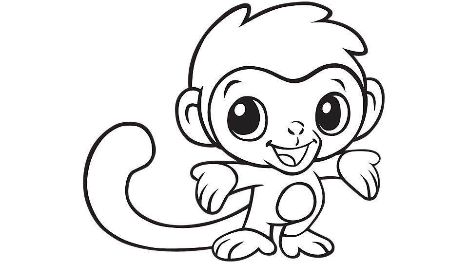 baby girl monkey coloring pages - photo #2