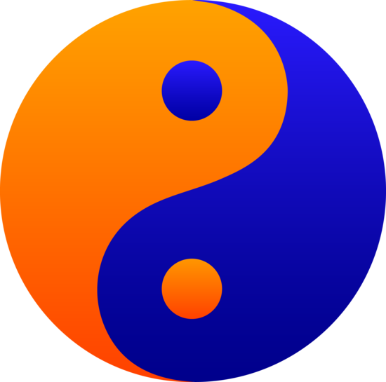Orange and Blue Yin Yang Symbol - Free Clip Art