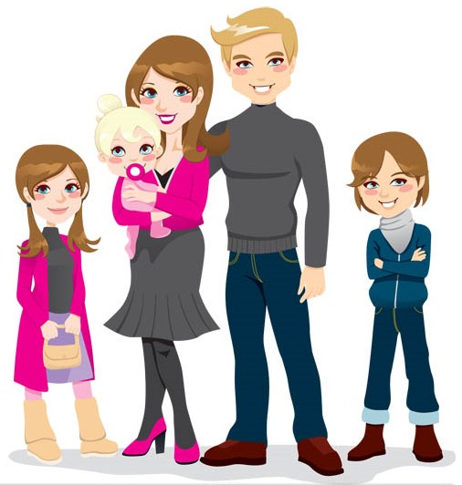 Happy Family 2 Cartoons vector free download