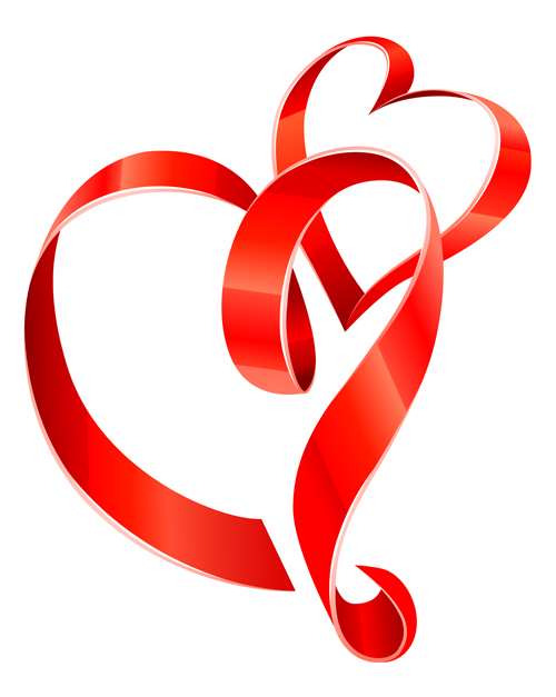 Creative Heart from red ribbon design vector 02 - Vector Heart ...