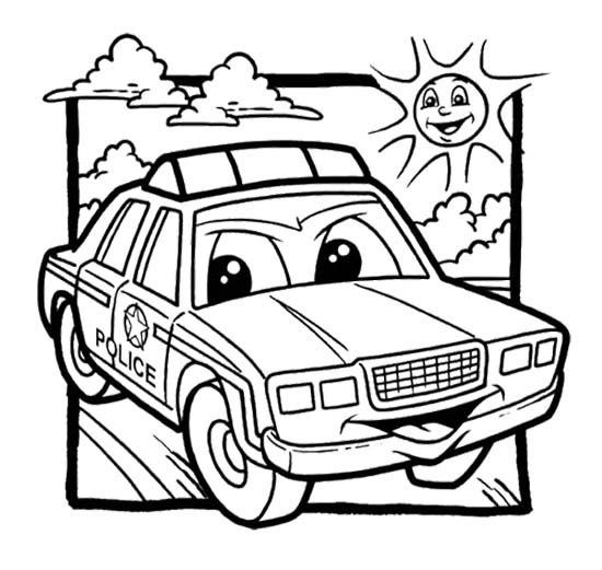 Cartoon Car Coloring Pages : Police Cartoon Car Coloring Page Kids ...