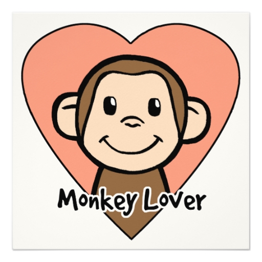 Cute Cartoon Clip Art Smile Monkey Love in Heart Personalized ...