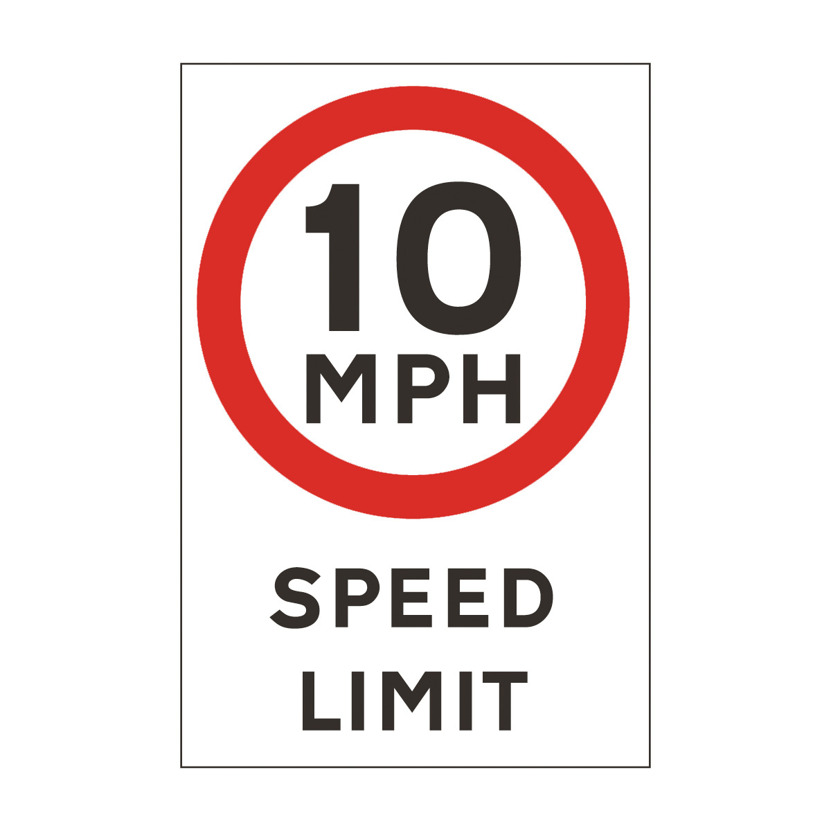 10 Mph Speed Limit Safety Sign - Non Reflective Traffic Sign from ...
