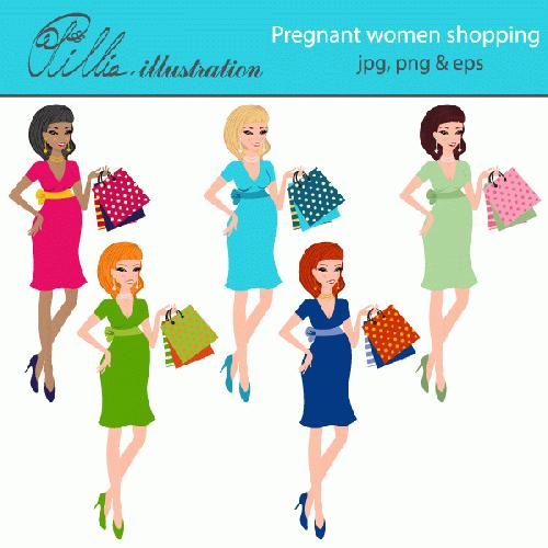 My Grafico: Pregnant Woman Shopping Clipart