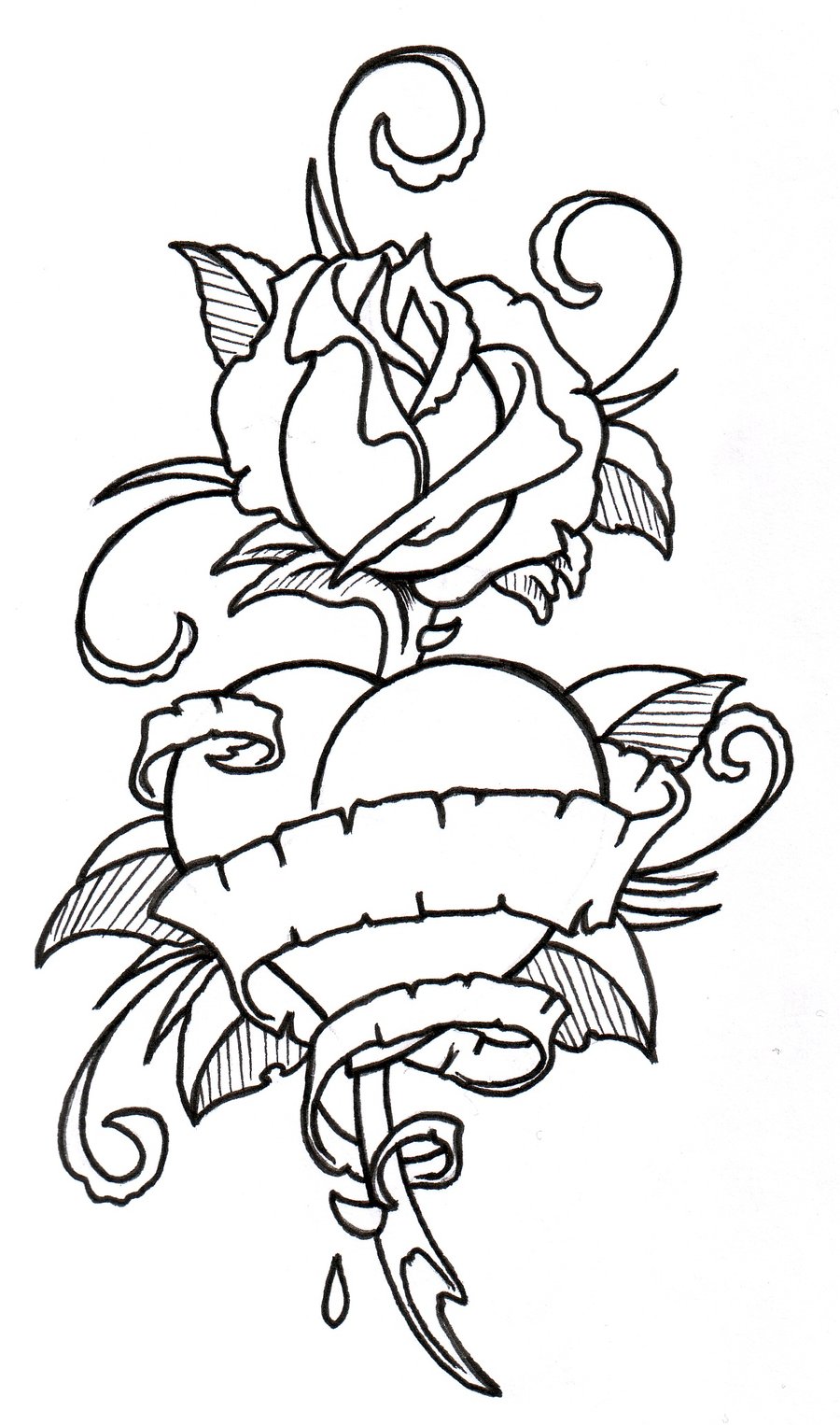 Free coloring pages of heart roses banner