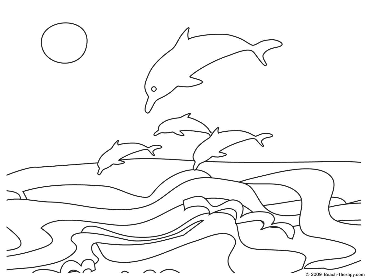 Dolphin Jumping Coloring Page - Drawing Kids