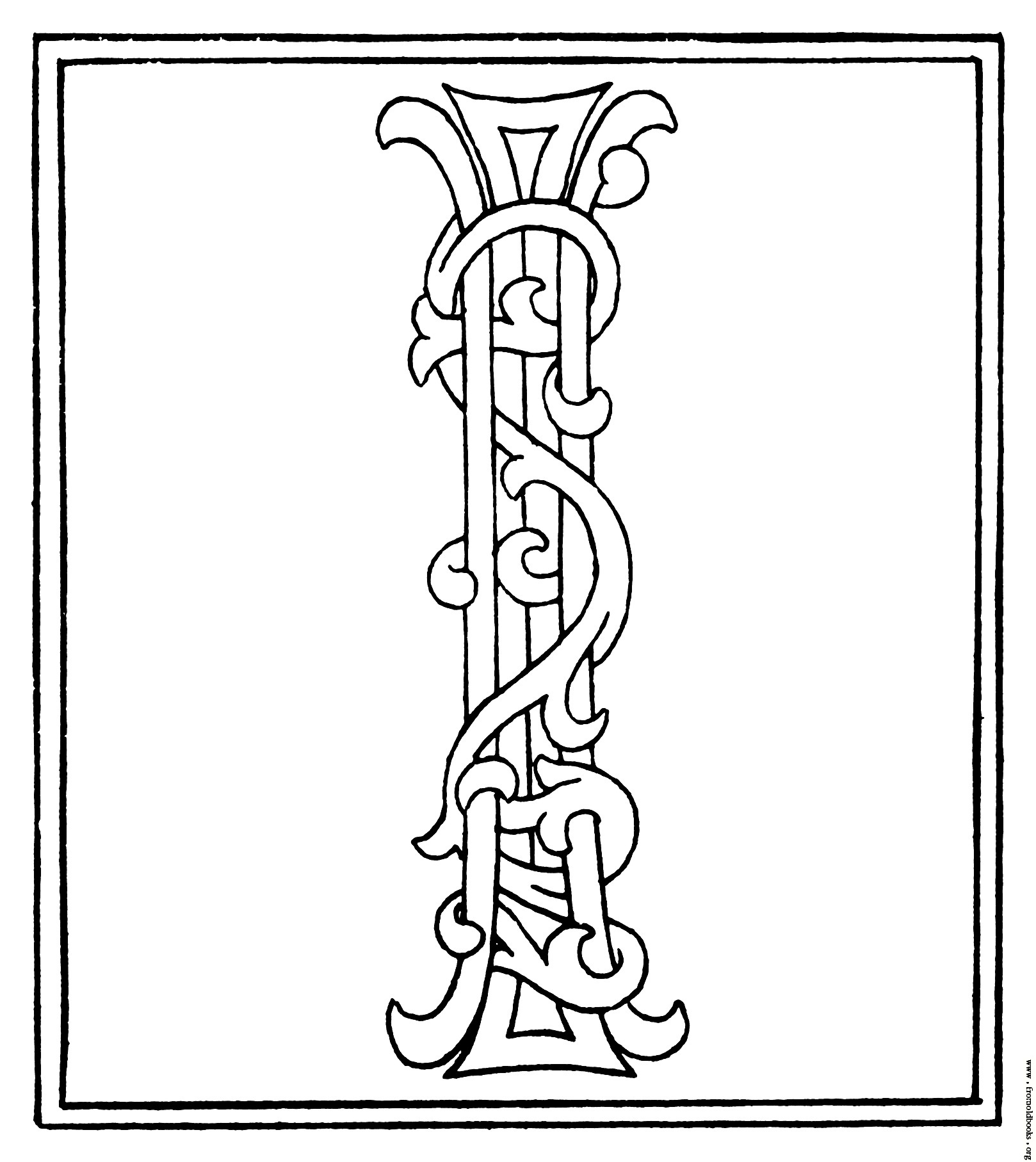clipart: initial letter I from late 15th century printed book
