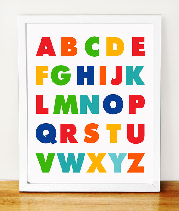 ABC Alphabet Poster print, Childrens Alphabet Poster Nursery Art ...