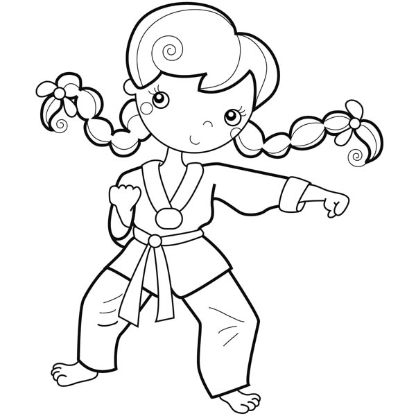 Young Girl Karate Kid Coloring Page | Kids Play Color