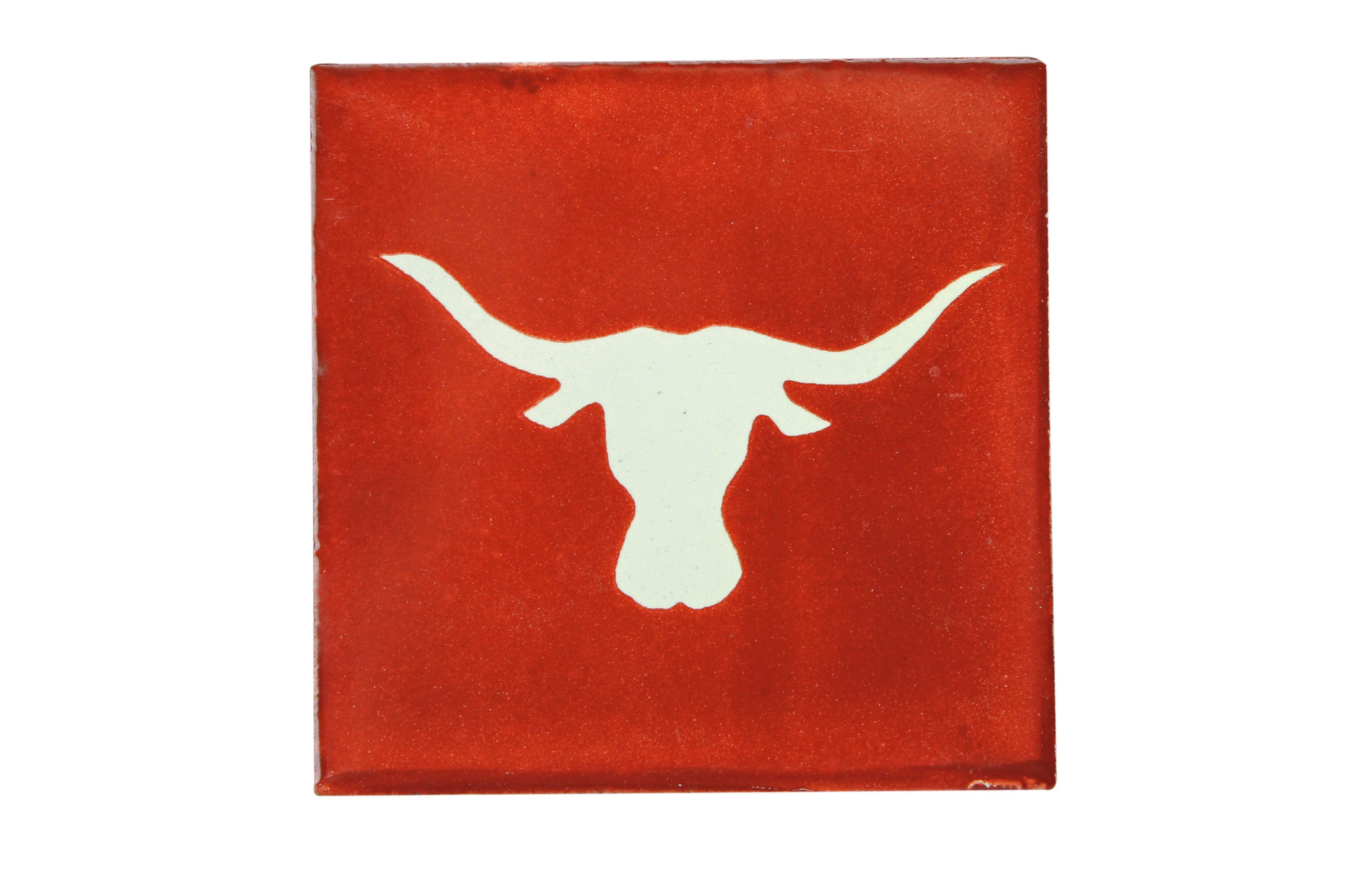 Bull with Horns Skull Ceramic Tile | Tres Amigos World Imports