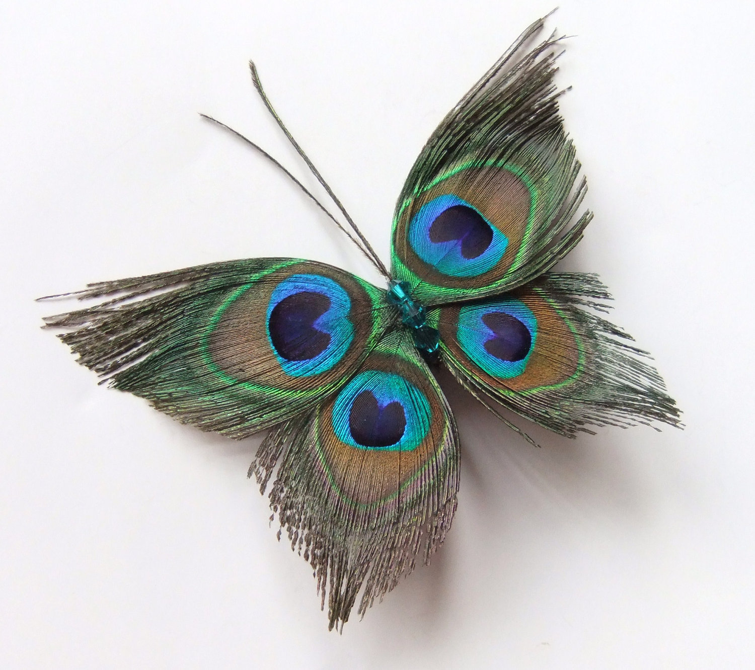 Butterfly Peacock Wedding Hair Clip Accessory by JadeMade82