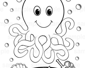 octopus coloring – Etsy