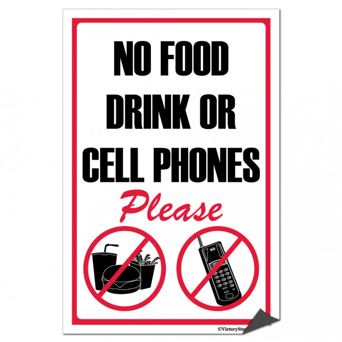 No Drinking, No Eating, No Food or Drink Signs & Stickers