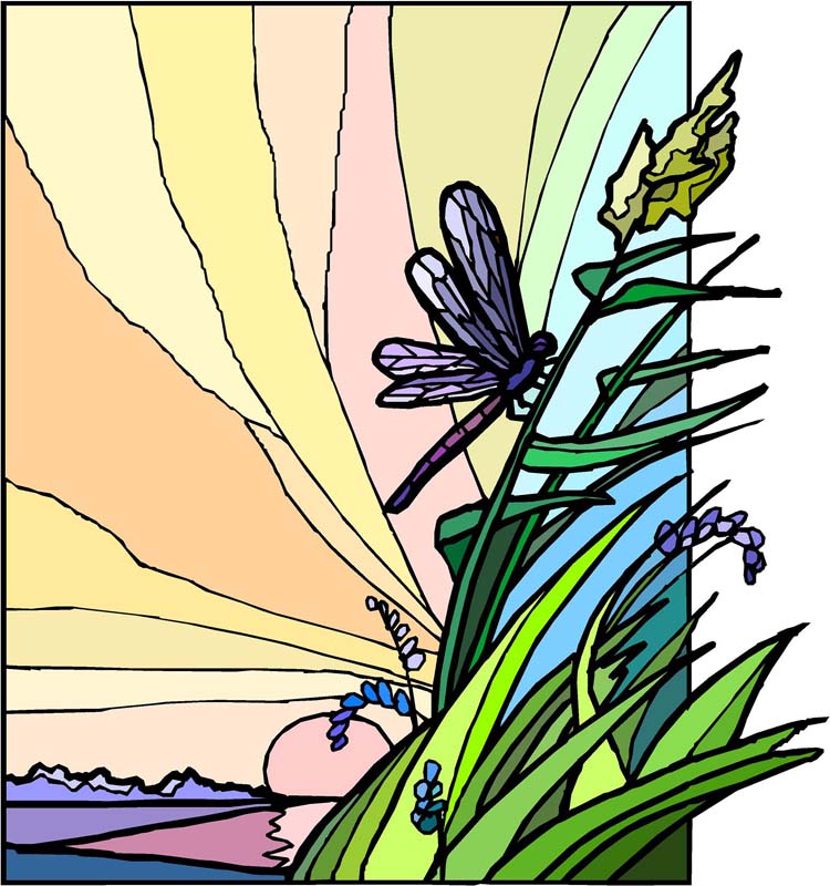 Window Art in Vinyl Etchings: Purple Dragonfly and Flowers ...