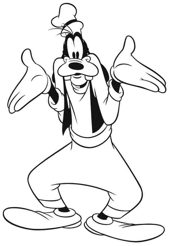 Printable Cartoon Disney Goofy Colouring Pages For Little Kids #