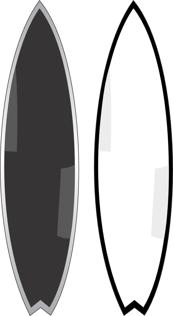 clipartist.net » Clip Art » surf boards black white line ...