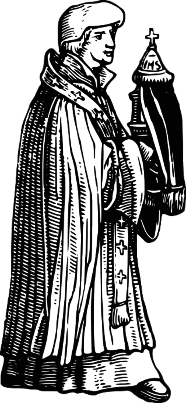 medieval priest with sacrament - vector Clip Art