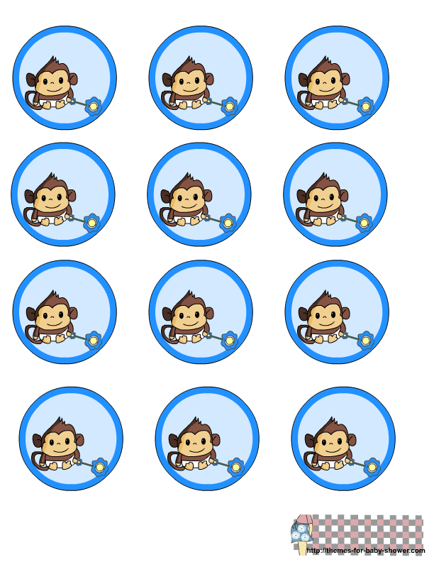 Free Printable Monkey Baby Shower Round Labels