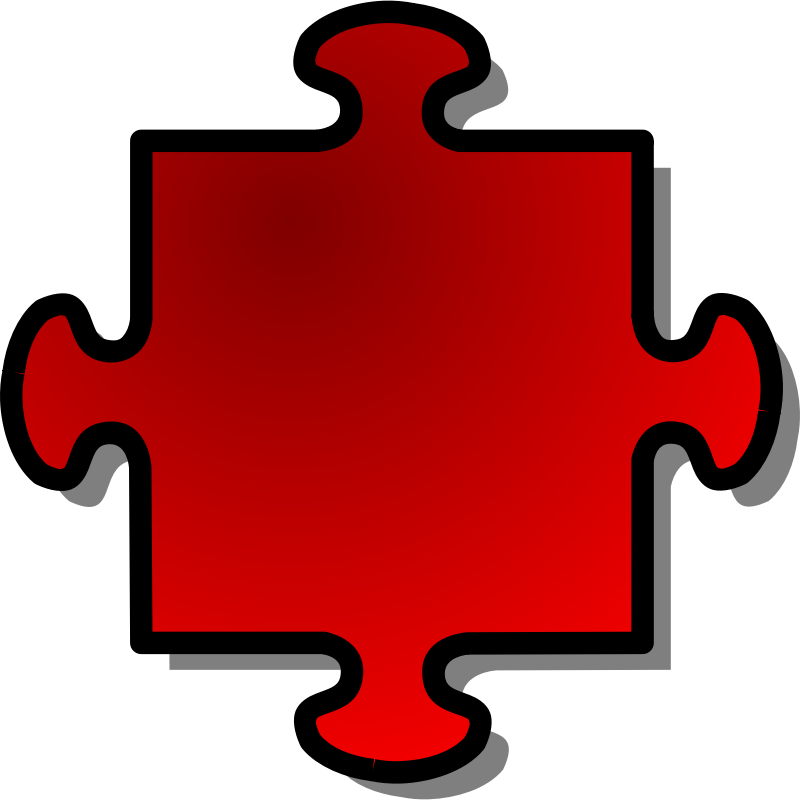 Clipart - Red Jigsaw piece 04