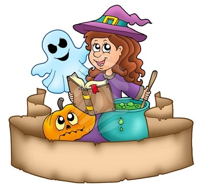 Halloween banner with characters - clipart #