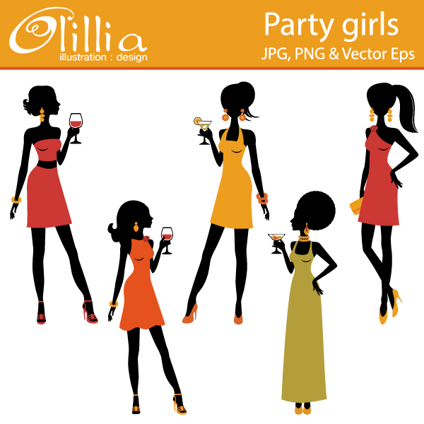 Party girls clipart - Cliparts - Mygrafico.com