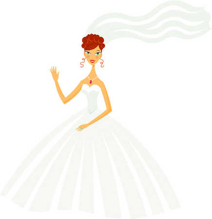 Stock Illustration - Drawing of a bride in her gown