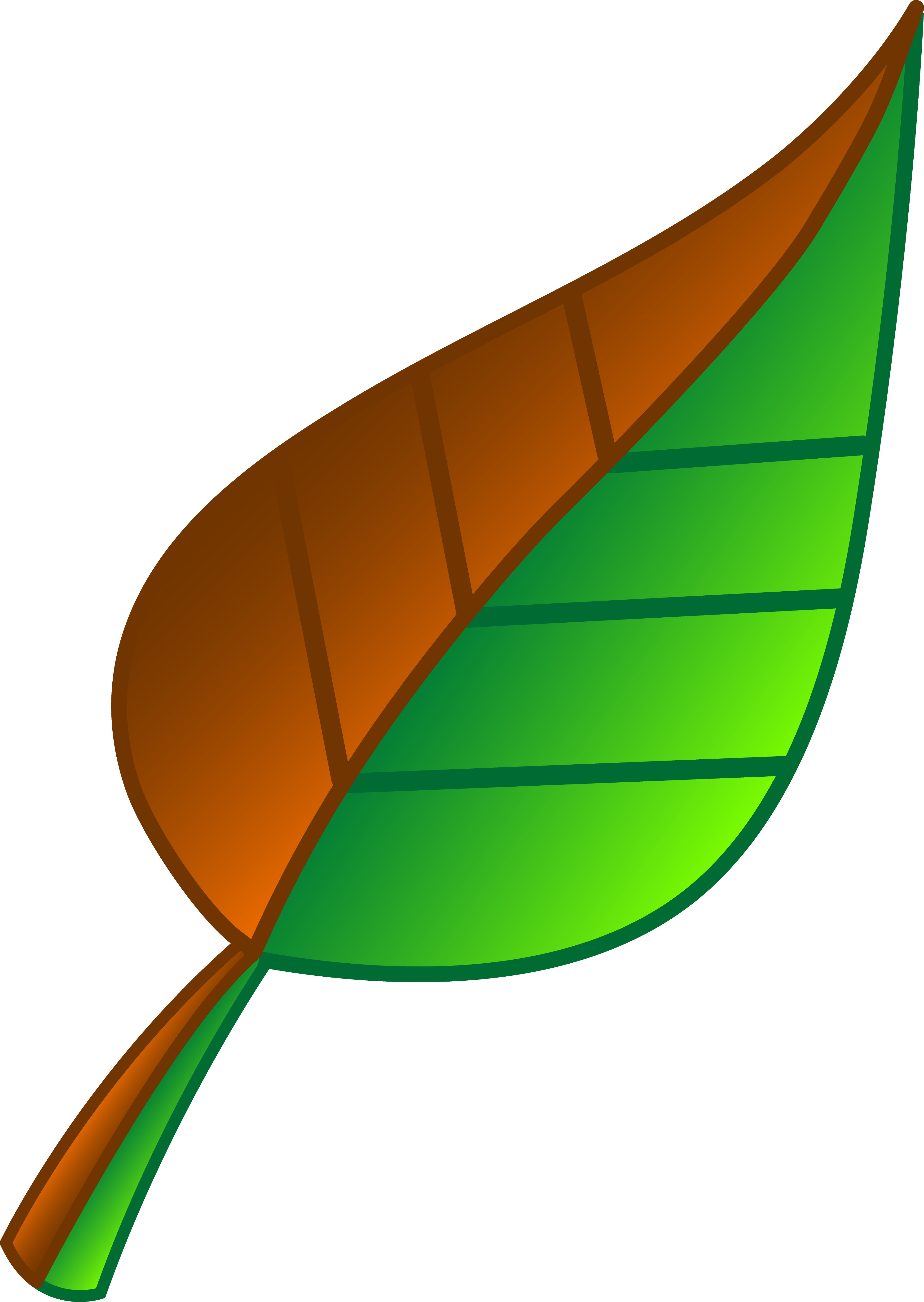 Brown and Green Leaf - Free Clip Art