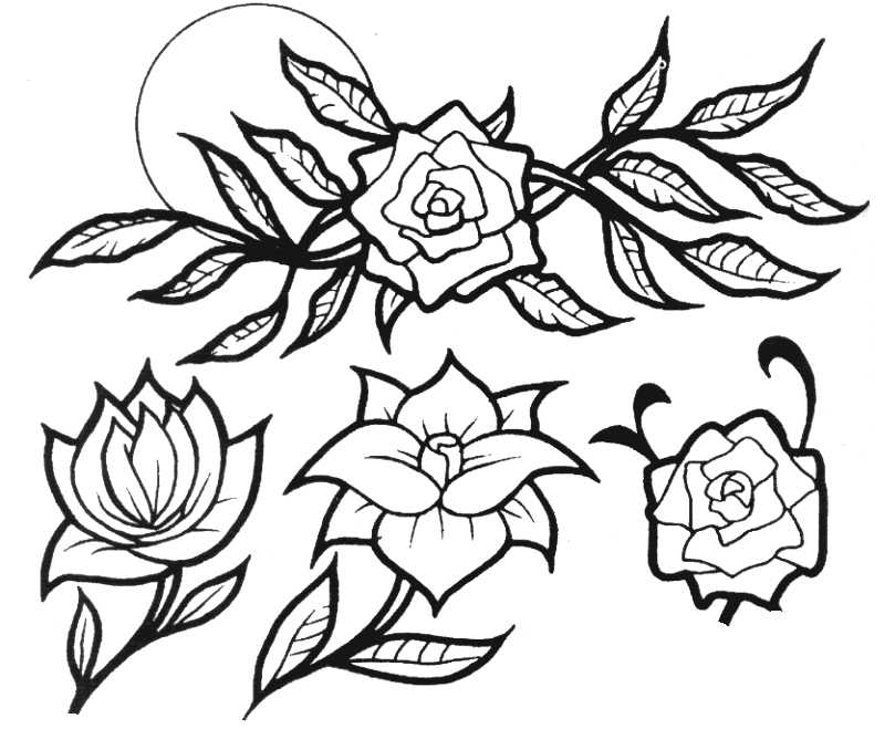 Without Color Floral Tattoo Design | Tattoobite.com