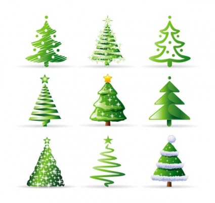 A variety of cartoon christmas tree vector Free vector in Adobe ...