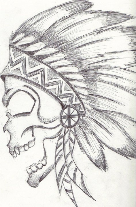native american skull drawing | Tattoo | Pinterest