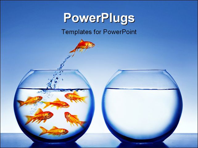 Best PowerPoint Template - gold fish jumping out of the fish bowl ...