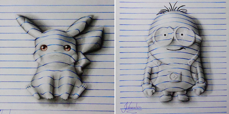 These 3D Notebook Drawings Bring Your Favorite Cartoons To Life ...