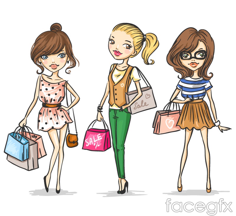 Shopping girl 3 cartoon vector – Over millions vectors, stock ...