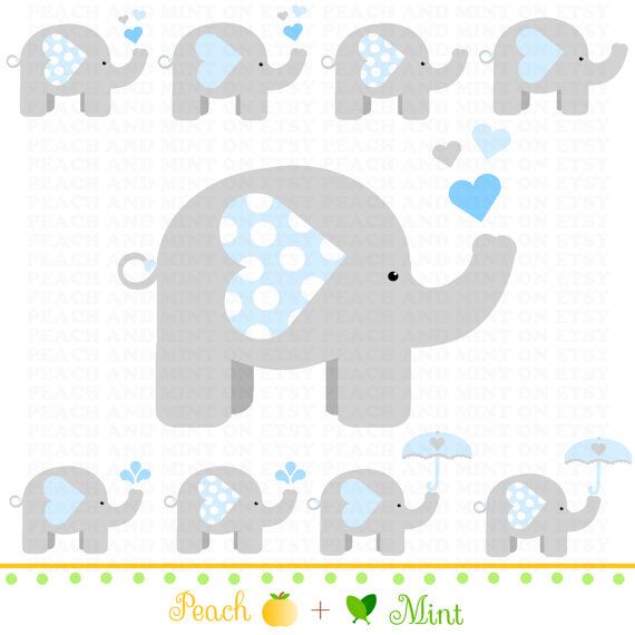 Boy Baby Elephant Clip Art - Digital clipart graphics - Commercial ...